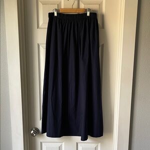 Quince Navy Poplin Cotton Maxi Skirt